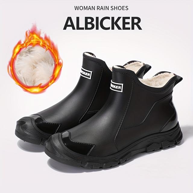 TEMU Men's High-quality Rain Boots | Women's Non-slip Rain Boots | Outdoor Short Warm Flat Rubber Shoes | Unisex Design | Suitable For Fishing, Gardening, And Other Outdoor Activities