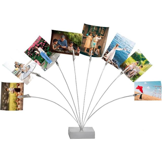 TEMU Fotoboomhouder Clip Basis, 8 - Takken Geldboom Cadeaukaarthouder met Clips, Fotostandaard voor Kerstmis Trouwfeest Verjaardagsfeest Cadeau Zilverkleurig