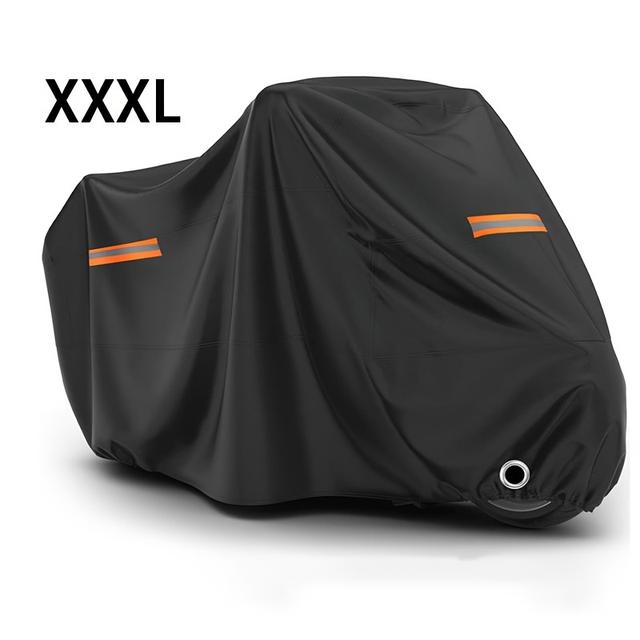 TEMU 1pc Heavy-duty 210d Oxford Fabric Motorcycle Cover | Anti-theft With Reflective Strips, Keyhole Design, Weather , Applicable