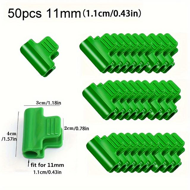 TEMU 0.43인치 식물 스테이크용 50개 온실 클램프 - 플라스틱 필름 행커버 네트 터널 후프 클립 - 정원 그늘 메쉬를 위한 내구성 있는 지지대