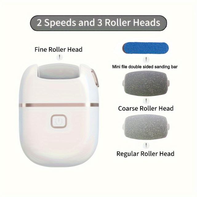 TEMU Rechargeable Electric Foot File With 3 Interchangeable Heads, A Grinding Bar, And A Multifunctional Thick Grinding Head For Polishing. It's Portable And , Usb Rechargeable, Suitable For Dry And