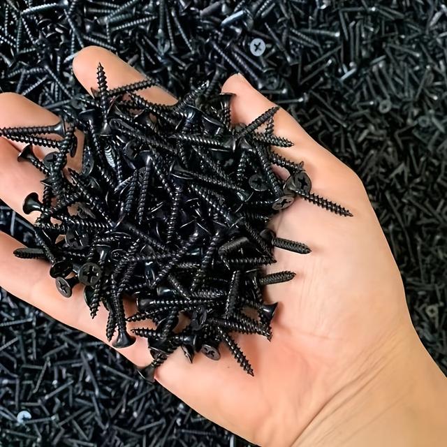 TEMU 200pcs/box Black High-strength M3.5 Countersunk Head Self Tapping Screws Gypsum Board Screws Light Steel Woodworking Self Tapping Screws 0.63inch