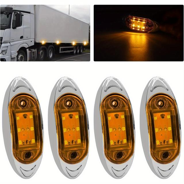 TEMU Trailer Marker Lights Led Side Marker Lights Trailer Running Lights 4pcs 12-24v Universal For Truck Van Lorry Boat(green)