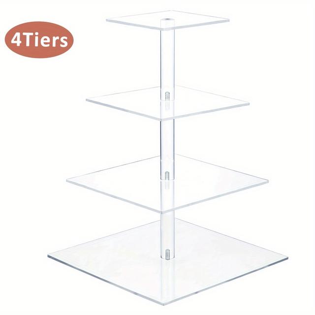 TEMU Tier Level Round Or Square Cupcake Stand Dessert Tower Clear Acrylic Display Easter Stand