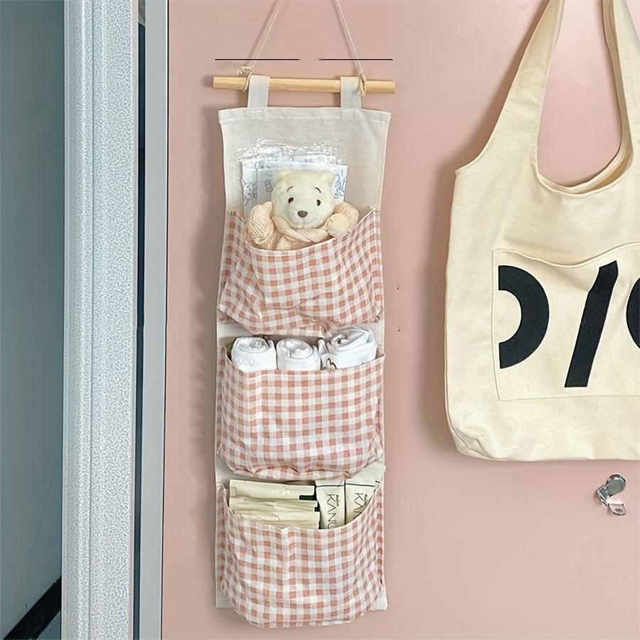 TEMU A Canvas Wall-mounted Storage Box Suitable For The Bedroom - A Multifunctional Fabric Organizer With A Grid Design, Perfect For Storing Books, Jewelry, And Miscellaneous Items