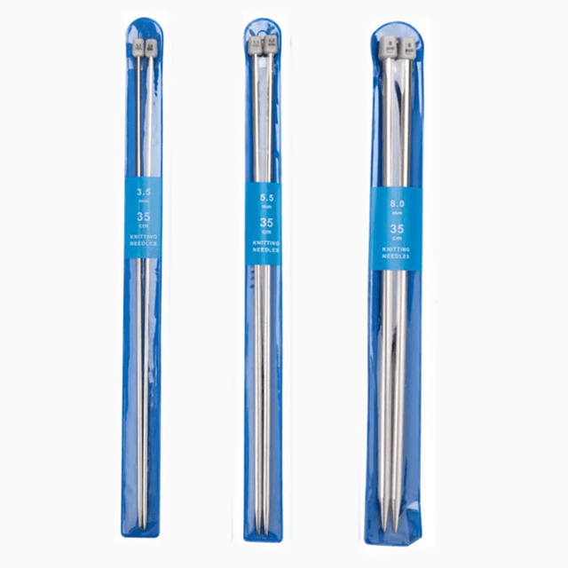 TEMU 6pcs Stainless Steel Single-pointed Knitting Needles, Including 3.5mm, 5.5mm, And 8mm 3 Sizes, 13.78inch Long Needles, Suitable For Knitting Enthusiasts, Can Knit Hats, Scarves, Gloves, Socks