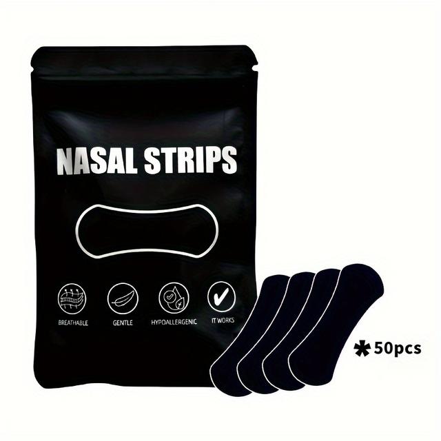 TEMU 50pcs Snore Prevention Nasal Strips - Hypoallergenic Breathable -snoring Strips Suitable For Sleep & For Snoring, Wide-style Adhesive, Discreet Nose Strips For Nighttime Use