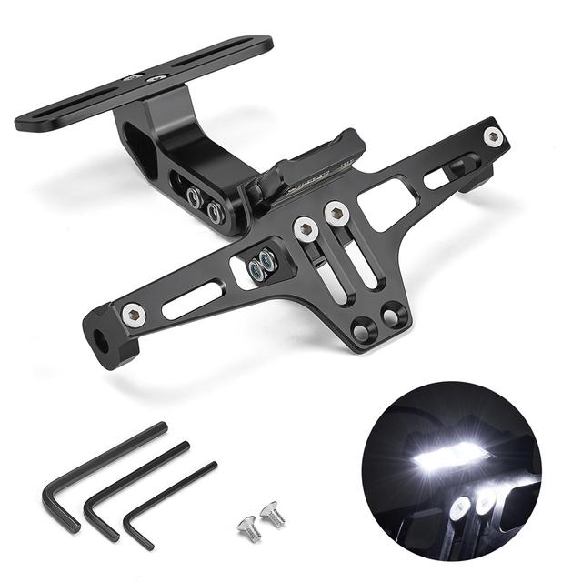 TEMU Motorcycle License Plate Bracket Fender Cnc Aluminum Alloy Universal Motorcycle Rear Fender Led Light Fender Eliminator Kit Motorcycle License Plate Holder Motorcycle Accessories