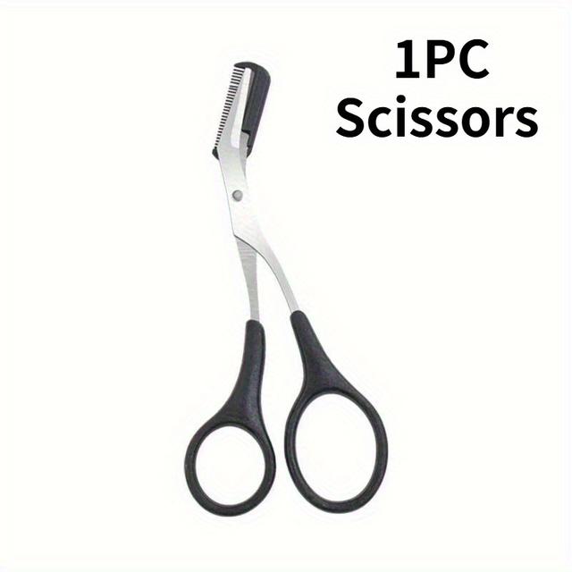 TEMU Safe Eyebrow Trimmer Makeup Tools Stainless Steel Eyebrow Scissors With Comb Hair Removal Shaver Eyebrows Shaping Makeup Tools