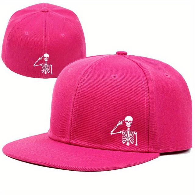 TEMU Trendiger, winddichter Snapback-Hut mit Skelett-Motiv | Halloween-/Weihnachtsgeschenk für
