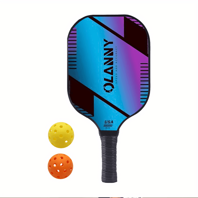 TEMU 1 Unisex Youth Glass Fiber Paddle | 1 Pickleball Paddle & 2 Pickleballs, Gradient Glass Fiber Surface, Cold Pressed, Pp Honeycomb Core, Gift For Women Men
