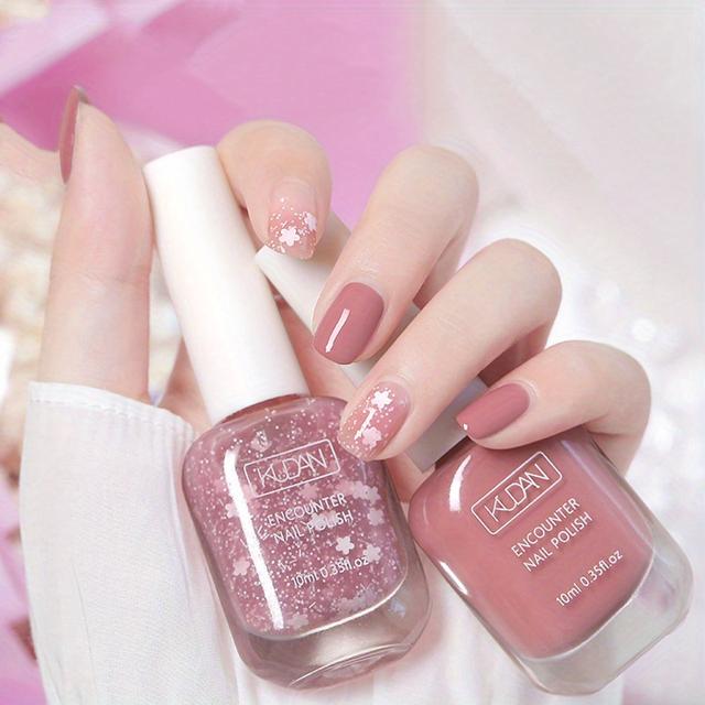 TEMU 2pcs Pink Water-based Nail Polish Set Quick-dry Off Nail Polish For Women & S, Alcohol-free &, 0.5fl.oz Each - Salon Or Home Manicure, Manicure Kit| Nails| Formula