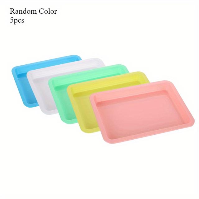 TEMU Set Of 5 Plastic Trays, Including Paint Trays And Storage Trays, Ideal For Painting, Office Supplies, Projects, And Organization. Durable And Easy To Clean, Perfect For Storage.