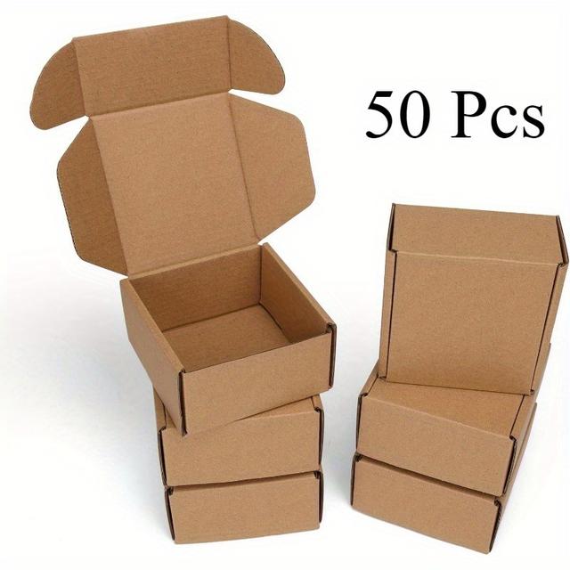 TEMU 4x4x2 Inch Shipping Boxes 50 Pack Brown, Tab Lock Tuck Top Mailer Boxes For Packaging Business, Cardboard Gift Boxes For Wrapping Mailing Present