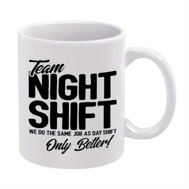 TEMU 1pc Team Coffee Mug - 11oz Ceramic Cup With Black Lettering, Hand Wash Only, Reusable Gift For Workers, Birthdays & Holidays