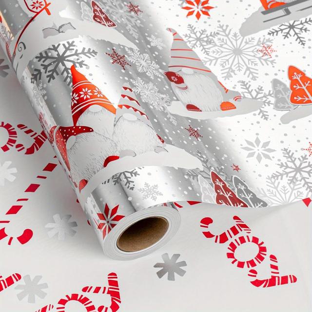 TEMU Handihome Christmas Gift Wrap Featuring And Gray Gnomes Along With Christmas , With Lettering, Measuring 58 By 23 Inches