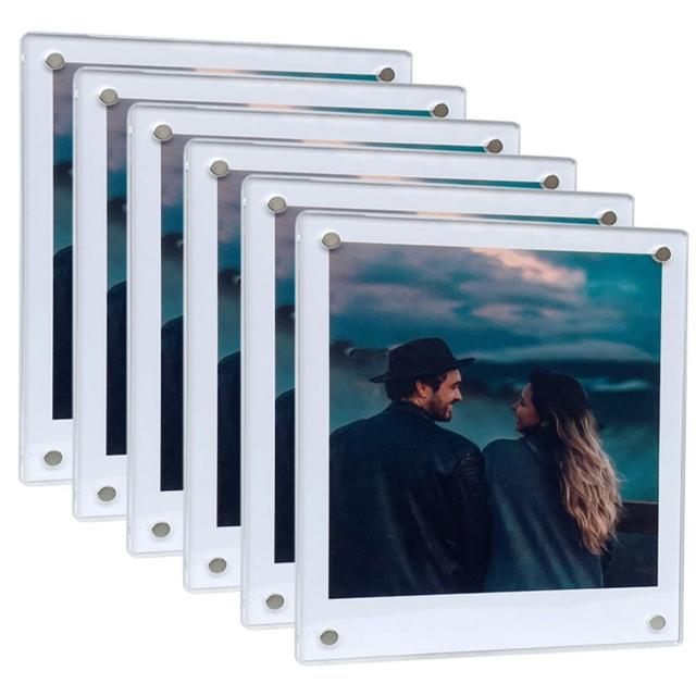 TEMU Acrylic Magnetic Refrigerator Picture Frames, 4"*4" Magnetic Fridge Clear Photo Frames Compatible With For Refrigerator/locker/wall