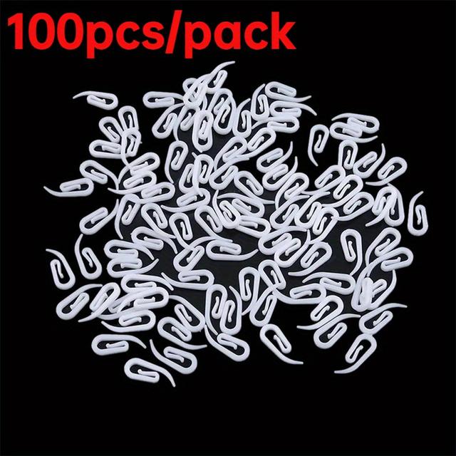 TEMU 100/200pcs Modern Plastic Curtain Hooks For Pleated Lace Sheers - White, Easy-to-use Curtain Holdbacks For Wave Fold Design, Indoor & Outdoor Decor
