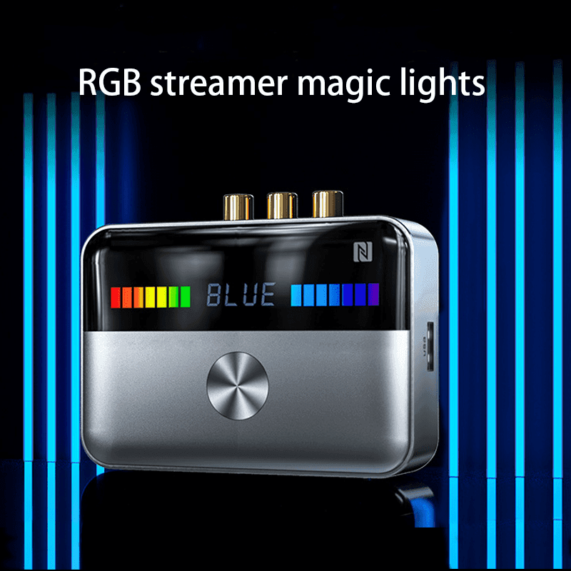 TEMU Ricevitore audio wireless per computer con trasmissione coassiale, display LED e NFC con connettività AUX da 3,5 mm, RCA, e USB, alimentato da una batteria ricaricabile ai polimeri di litio