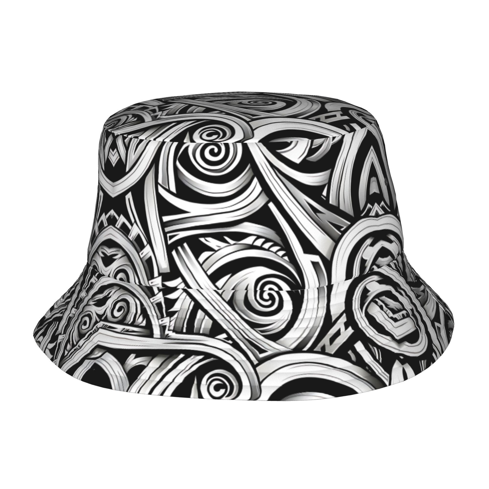 TEMU 1pc Men's & Women's Black & White Bucket Hat - Foldable Fisherman With Iconic Emblem, Lightweight Unisex Design For Beach, Fishing, & Casual Outfits - Printed Logo Hat