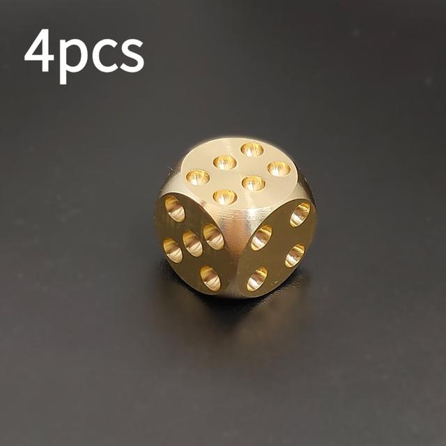 TEMU 4 Exquisite Copper Dice, Engraved, Board Games, For Bar And Game Supplies, Tabletop Games, High-quality Metal , Designed Specifically For Bar Owners And Game Enthusiasts