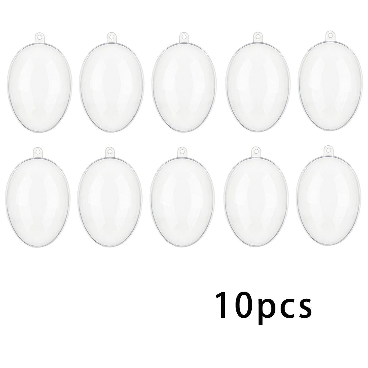 TEMU 10pcs Clear Plastic Balls, Shaped Fillable Ball Ornament Transparent Hollow Oval Ornaments Balls Plastic Egg Shaped Balls Easter Decoration Wedding Party Home Christmas Valentine's Decor