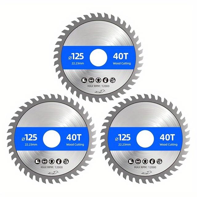 TEMU Saw Blades 75/85/115/125 Mm, Circular Saw Blade For Wood, Plywood, Laminate, Drywall, Plastic, Plastic (3 X 125 X 22.23 + 40t)