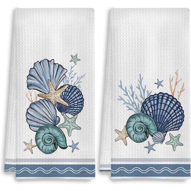 TEMU Sea Themed Design 2pcs Hand Towel 40x60cm Printing Soft And Skin-friendly Suitable For Hand Wiping Hand Towels