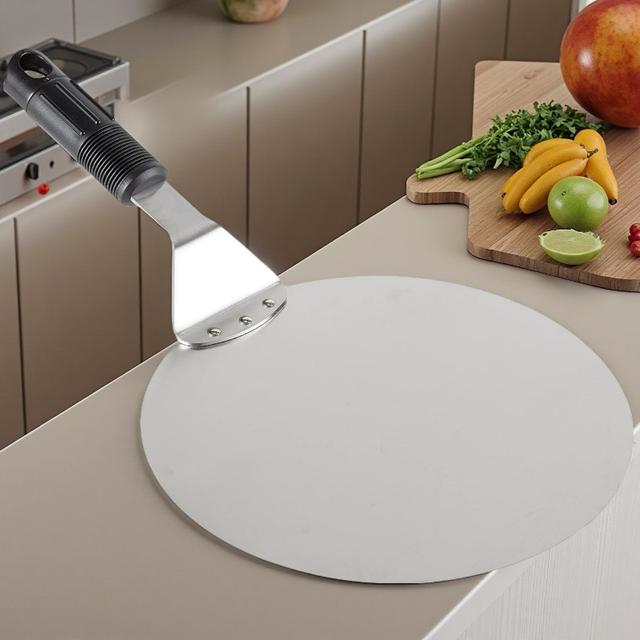 TEMU 1pc Barbecue Spatula, Pancake Spatula, Puzzle Spatula, Flat Metal Scraper, Burger Spatula, Suitable For Kitchen Use, Made Of Stainless Steel, Spoon, Round Pizza Dough Pizza Peel