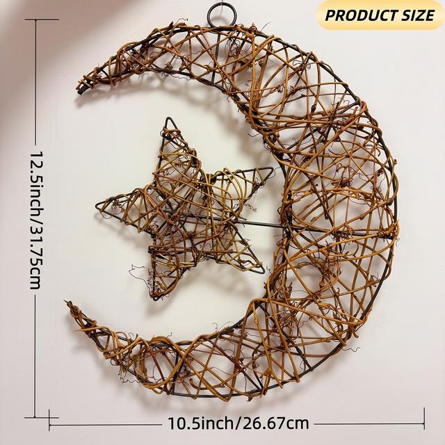 TEMU Eid Crescent Ornament, 12.5 Inches In Classic Country Style, Suitable For Ramadan Decorations, Wall Hangings, Door Ornaments, And Festive Gifts
