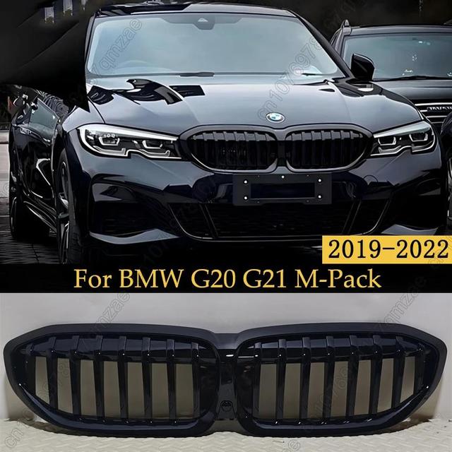 TEMU Glänzend schwarzer Frontstoßstange Nierenkasten Grill für BMW 3er G20 G21 Modelle , und M340i von 2019 bis 2022, mit Single Slat Racing Grills und Design