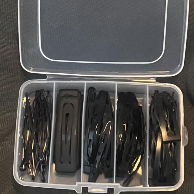 TEMU 5-compartment Portable Storage Box | Plastic Makeup And Hair Accessory Organizer With Clips, Dust-proof, Freestanding For Desktop And Travel Use