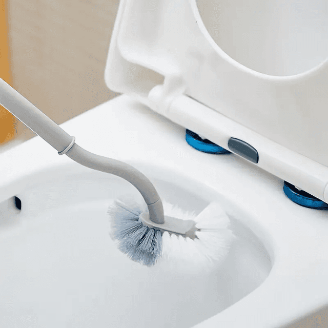 TEMU Ergonomically Designed Toilet Brush With A Long Handle And Head, Made Of Plastic - Convenient, Reusable, And Requires No Charging - Ideal For Cleaning Of Bathroom Corners And Toilet