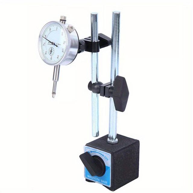TEMU Precision Metal Dial Indicator+magnetic Base Stand Metric Clock Gauge, No Power Required-ideal For Industrial And Everyday Measurements