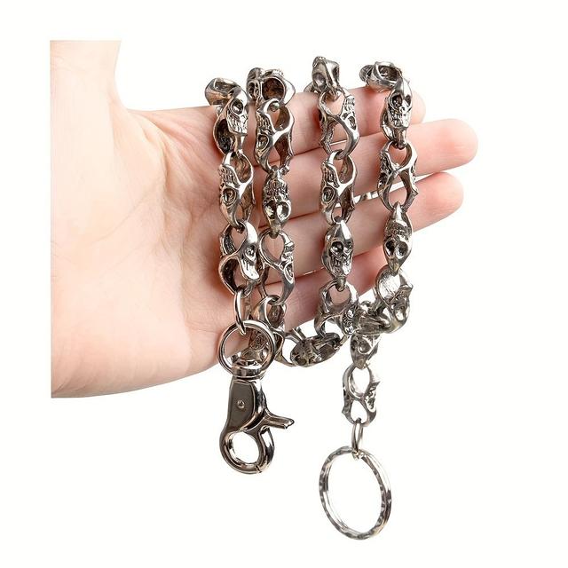 TEMU 1pc 40cm/15.74in Wallet Chain Heavy Biker Trucker Skull Anti-theft Wallet Chain Jeans Pant Chain For Men