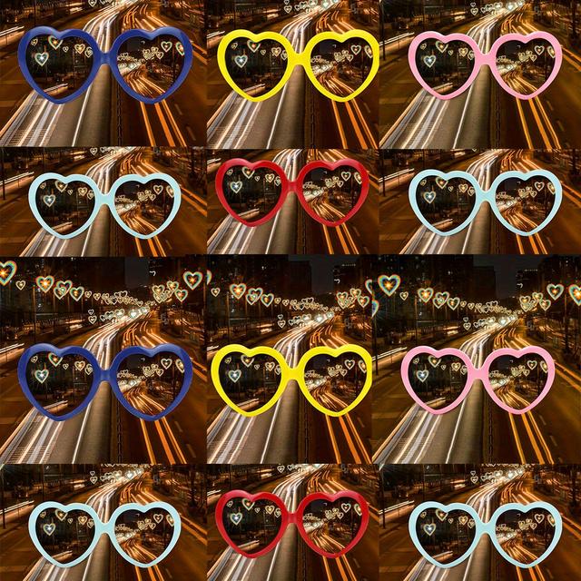TEMU 12 pièces - Lunettes à effet en de cœur, lunettes mignonnes et tendance, lunettes rétro pour fêtes de Noël et d'Halloween