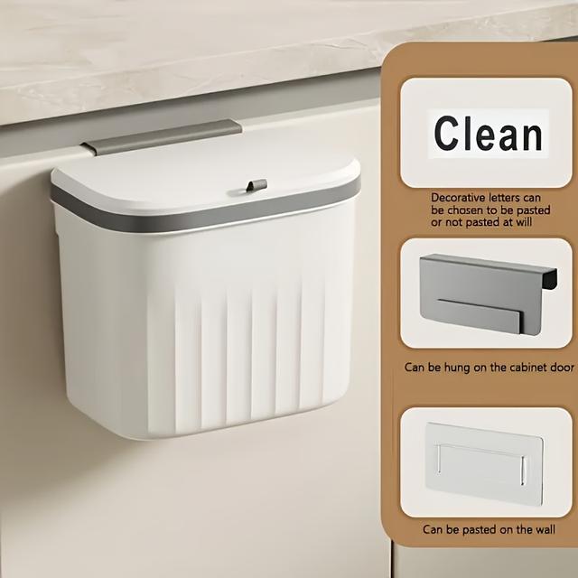 TEMU A Hanging Trash Can For Kitchen Cabinets - A Compact Bin With Hooks Or Adhesive Installation, Perfect For Food Waste, Compost, And Small Trash Items, An Essential For Home Organization