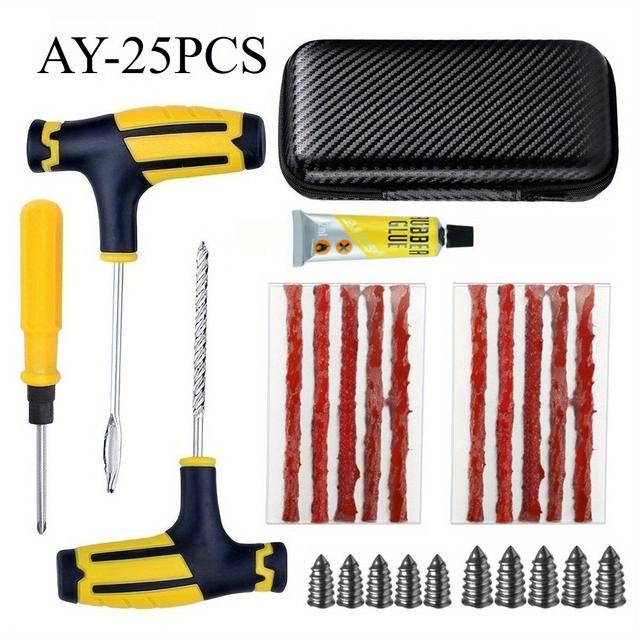 TEMU Kompletny Zestaw do Naprawy Opon – Mocny Klej, Usuwa Przebicia, Dziury i Uszkodzenia Bocznych Ścianek