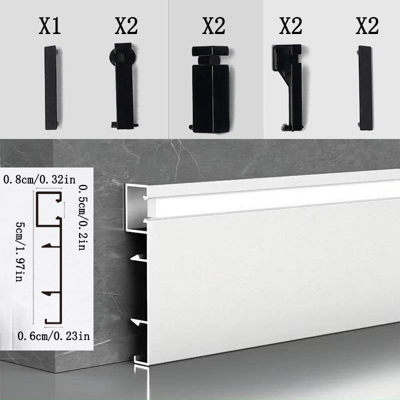 TEMU 3 Stück Aluminiumleisten mit LED-Streifenkanal, Frontbeleuchtung, kompatibel mit LED-Streifenbeleuchtung (inkl. Anschlüssen, LED-Streifen nicht enthalten)
