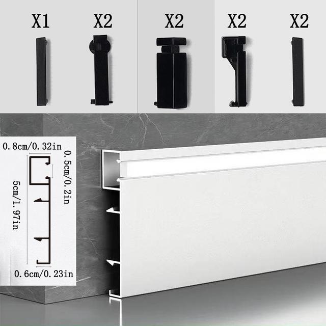 TEMU 3 Stück Aluminiumleisten mit LED-Streifenkanal, Frontbeleuchtung, kompatibel mit LED-Streifenbeleuchtung (inkl. Anschlüssen, LED-Streifen nicht enthalten)