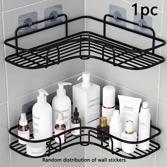TEMU 1pc Corner Bathroom Shelf, Outdoor Storage Box Cabinet Rack, Bathroom Kitchen Punchless Storage Rack, Bathroom Accessories