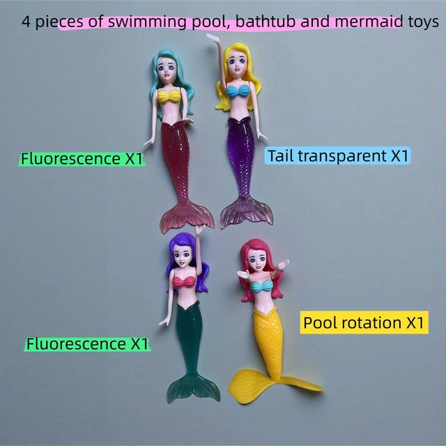 TEMU 4 Mermaid Swimming Pool Diving Sets, Diving Pool Toys, Bathtub Toys, Swimming Pool Toys, Swimming Toys, Suitable For Boys And Girls, Summer Games, Children's Birthday Gifts