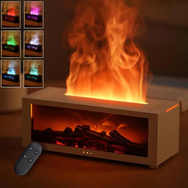 TEMU موزع روائح الزيوت العطرية 3D Flamme، سعة 150 مل، مرطب الهواء مع مؤقت، حماية إيقاف تلقائي، إضاءة ليلية LED بألوان 7 وأجهزة تحكم عن بعد، موزع روائح للبيت والمكتب والعائلة