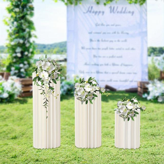 TEMU A Wedding Cardboard Flower Stand Vases Wedding Centerpieces Cardboard Vases With 3 High-quality Acrylic Panels Equipped Load Capacity Of About 50 Kg Foldable Cardboard Centerpiece