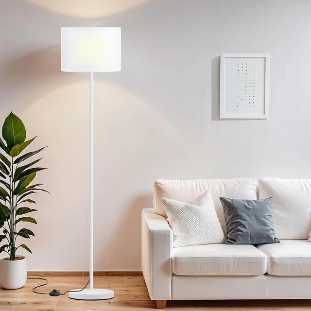 TEMU Ambimall 60'' Modern Floor Lamp With Shade, Tall Lamps For Living Room, Bedroom, Office, Dining Room, With White Pole(without Bulb)