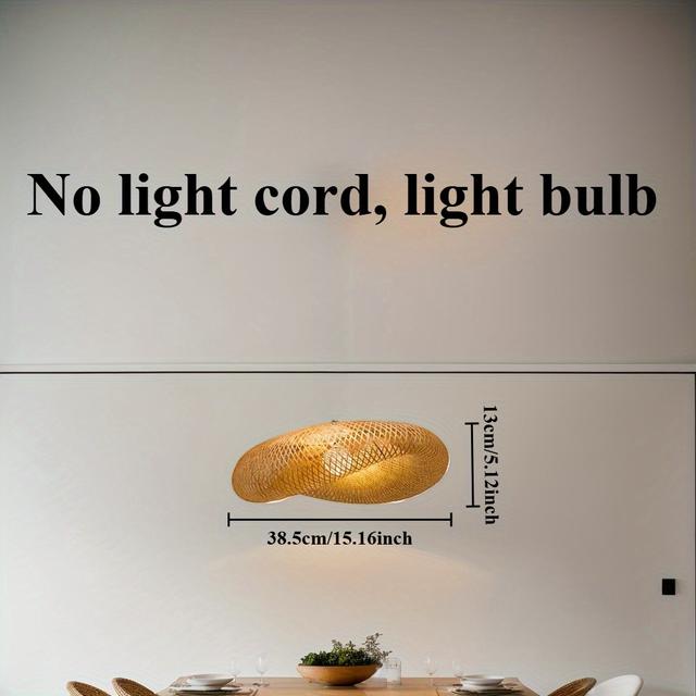 TEMU Handmade Bamboo Pendant Light Shade - Vintage Birdcage Style, Woven Design, Natural Golden , Decorative Art Piece (accessories Not Included), Decorative Lighting | Artistic Pendant | Natural