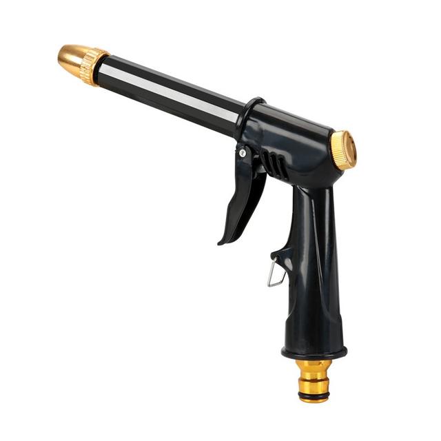 TEMU Pistola de de Alta Presión con Mango Largo - Boquilla de Cobre y Plástico ABS Resistente, para Lavado de Autos, Limpieza de Piscinas, Baño de Mascotas - Compatible con Manguera (Sin Batería)