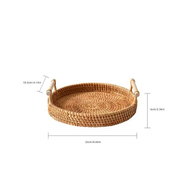TEMU A Beautifully Rattan Tray That Serves As A Heat-resistant Mat, Perfect For All And Ideal For Storage, Shelf Baskets