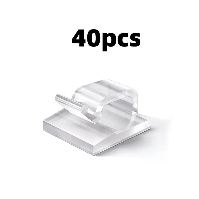 TEMU 40pcs Adhesive Cable Clamps, Transparent Wire Brackets For Management, Plastic Cable Tissue Clamps For Walls And Under Tables