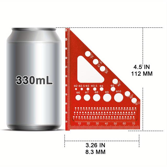 TEMU Precision Aluminum Alloy Woodworking Square With Dowel Pins - Multi-angle Scriber & Miter Ruler For Carpenters And Engineers